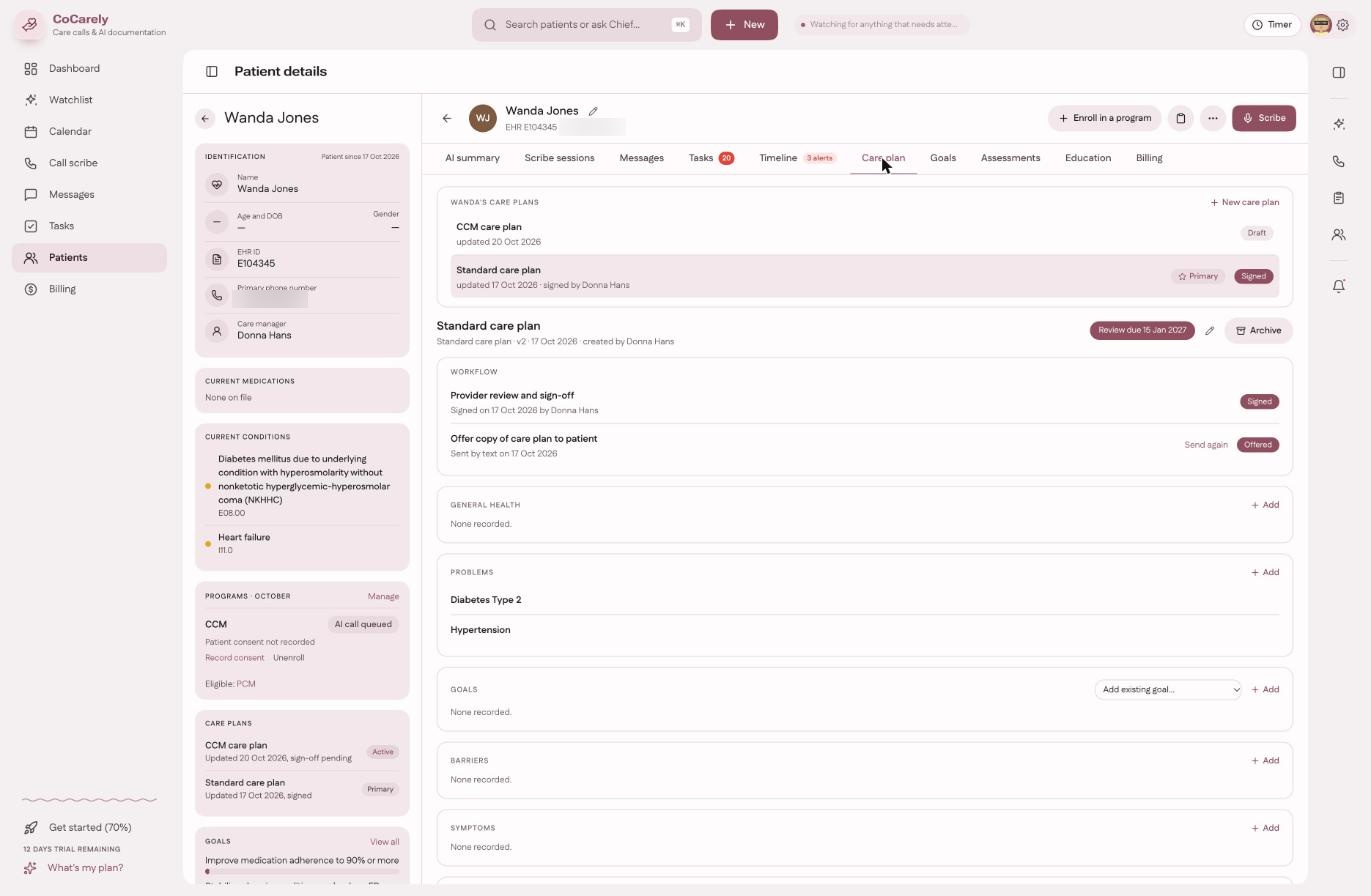 Patient care plan